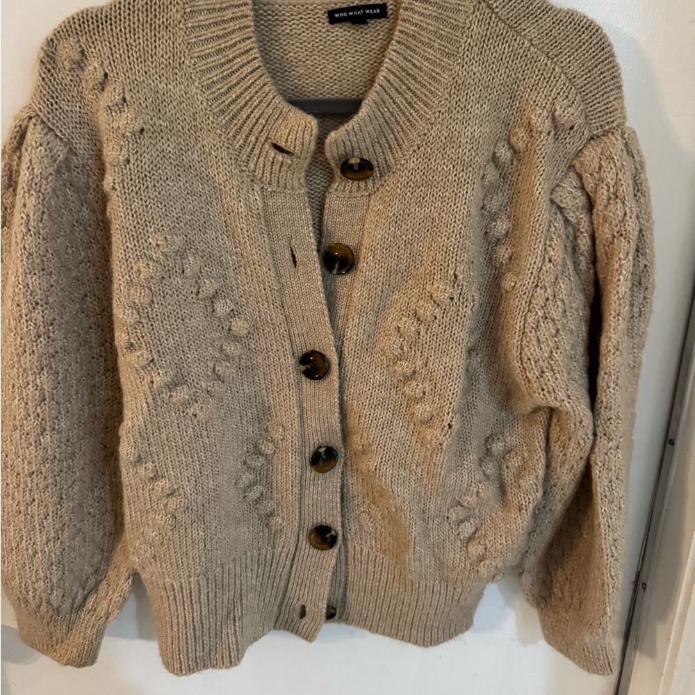 Who What Wear Beige Cable Knit Cardigan